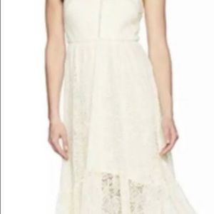 Vince Camuto lace halter sundress size 12 Ivory High Low Hem Lined $148 NWT
